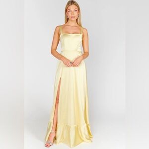 Show Me Your MuMu Light Yellow Clarissa Corset XL Maxi Dress